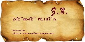 Zámbó Milán névjegykártya