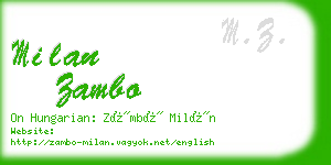 milan zambo business card